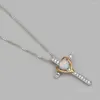 Pendanthalsband JLP2319 Original Design Zircon Fire Opal Heart-Shaped Cross Necklace Women's Jewelry Gifts