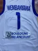 1 Victor Wembanyama Maillots de basket-ball pour hommes Levallois Metropolitans Chemise violette et blanche