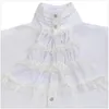 Men's Casual Shirts Men Clothes Retro Stand Collar For Man Vampire Victorian Renaissance Gothic Ruffled Medieval Shirt And Blouse Tops