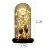 Decorative Flowers Colorful 24K Gold Leaf Flower Color Imitation Immortal Rose Glass Cover Led Gift Box Set With Light