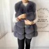 Jackets 2023 New Women's Winter Real Fur Coat High Quality Natural Fox Fur Vest Fashion Luxurious Warm Sleeveless Dark Jacket