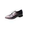 Dress Shoes Genuine Leather Women High Quality Oxford Casual Woman Lace Up Med Heel Ladies Platform YM-159