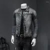 Giacche da uomo Uomo Motociclista Giacca di jeans Toppa moda Cowboy Jean Cappotto Vintage Blu Primavera Autunno Outwear Alta qualità