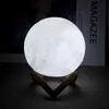 Lumières 3D Imprimer Lune Lampe 8/10/12/15Cm Led Veilleuse avec Support Alimenté par Batterie Éclairage Doux Creative Chambre Décor Amant Enfants Cadeau AA230426