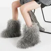 スノーブーツ女性冬の暖かいプラットフォームブーツ毛皮のようなフェイクファーファースノーブーツモンゴルの毛皮のブーツ