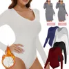 Women's Thermal Underwear Tops Sexy VNeck Low Cut Long Sleeve Bodysuits for womens Keep Warm Compression Cold Weather Bottoming Shirt 231127