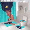 Curtains American Women 3D Shower Curtains Waterproof Black Girl Bathroom Partition Soft Bath Mat Set WC Bathing Carpet Toilet Lid Cover