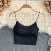 Camisoles Réservoirs Glace Soie Crop Tops Femmes Sexy Débardeur Grils Été Sans Couture Dos Nu Gilet Tube Sous-Vêtements Soutien-Gorge Rembourré Camisole Lingerie