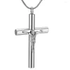 Pendanthalsband MJD9877 Jesus Cross Urn Rostfritt stål Memorial Cremation Jewelry for Ashes