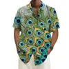 Camisas casuais masculinas camisa de moda havaiana impressão geométrica cuba gola branca manga curta plus size casaco de alta qualidade