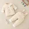 Clothing Sets Baby Split Two-Piece Set With Double Layered Plush And Thickened Winter Style For Boys And Girls Open Range Shoulder Strap Pant R231127