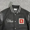 Men s Jackets Quality RHUDE Baseball Jacket Winter Coats Men Woman 1 Casual Vintage Oversized Streetwear Black Green Outerwear 231127