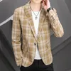 Men's Suits Blazers High Quality Plaid Fashion Trend Elegant Highend Simple Business Casual Job Interview Shopping Slim Jacket Coat 230426