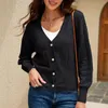 Vestes Femmes Hiver Femmes Soild Pull Manteau Automne Manches Longues Dames Outwear Court Pardessus Couleur Pure Bouton Cardigan