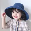 Casquettes Chapeaux Été enfants enfants Sun-Shading chapeau de seau anti-soleil avec un grand bord garçons et filles casquette décontractée de couleur unie 230427