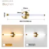 Vägglampor designade LED -vägglampan 400 550 mm väggljus sconces dubbel lampskärm upp ner badrum väggbelysning fixtur gyllene bild ljus q231127