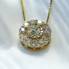 Enkel mode utsmyckad med vita kubiska zirkoniet Diamond Stone Pendant Necklace for Women Gold Color Chain Jewelry Gift