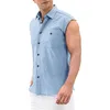 Men's Casual Shirts Cotton Linen Men's Shirt Sleeveless Fashion Man Blouses 2023 Top Male Blouse Basic Hombres Tops Beach Men Clothing