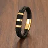 Bracelets de charme TeHao Corde tressée Enroulement Bracelet en cuir en acier inoxydable Fermoir magnétique en métal Bijoux