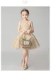 Sukienki dla dziewcząt cekin złoty tiulowa sukienka kwiatowa Dzieci chrztunnia Suknia na imprezę