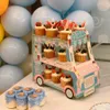 Altri articoli per feste per eventi Alzata per torta a forma di autobus a due piani BUS Porta cupcake Carrello per gelati Tavoli da dessert per compleanno per bambini Decorazioni per feste 231127