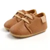 Turnschuhe Citgeett 0-18 M born Baby Mädchen Jungen First Walker PU Leder Solide/Leopardenmuster Weiche Schnürschuhe Kork Freizeitschuhe 7 Farben 230427