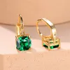 Brincos de costas fêmeas de luxo clipe de cor de ouro verde vermelho para mulheres Charme quadrado Cristal Zircon Casamento