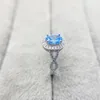 Кольца кластера 2023, модное кольцо из стерлингового серебра S925 с инкрустацией голубым цирконом для европейского и американского женского предложения