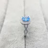 Cluster Rings 2023 Fashion S925 Sterling Silver Inlaid Light Blue Zircon Ring For European And American Women's Proposal