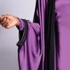 Etnische kleding kanten satijnen vleermuis mouw open voorkant abaya jilbab elegant dubai dames feest vestiging maxi jurk kalkoen femme losroeg kaftan