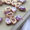 Pendant Necklaces 10pcs KC Gold Plated Faceted 8x12mm Quality Purple CZ Drops Charms DIY Chain Necklace Bracelet Making