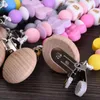 Pacifiers Round Wood Baby Dummy Holder Clip Crown Butterfly Silicone Beaded Teether Custom English Letter Name Pacifier Chain Nursing Toy