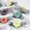 Flores decorativas 10 peças tecido de organza de gaze artesanal rosa artificial falsa com folha vestido de casamento roupas acessórios de decoração de meninas