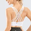 Yoga outfit dames criss criss criss strappy sport bh volledige dekking draadloos ondergoed vrouwelijk gevoerde ondersteunende workout top 34 36 38 c d dd