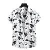 Camisetas de T Men Men Manga curta Blusa Hawaiian Camisetas impressas de algodão Summer Beach Botão de férias Camisa masculina Tops