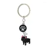 Keychains 100st mode husdjurshundminnesmärke för kvinnor män legering metall hänge bil nyckel kedja väska charm keyring gåvor smycken