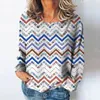 Dames T-shirts VintageWomen'sLongSleeve Streeppatroon Katoenen T-shirt Herfst O-hals Casual Loose Fit Plus Size Kleding