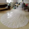 Bridal Veils Real Pos 4M Long 3M Wide Cathedral Length Wedding Lace Appliqued Head With Comb Accessories Velos De Novia