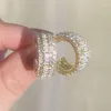 Brincos de argolas uilz cor de ouro completo pavimentado para mulheres em forma de círculo vintage círculo jóias de casamento de cristal jóias