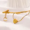Luxuriöse Designer-Halskette mit doppeltem Buchstaben-Anhänger, Kette, vergoldeter Edelstahl, Herz-Halskette für Frauen, Hochzeitsschmuck