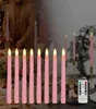 8PCS Advent Candles Warm White LED Window Candle Flameless Flicker Remote Timer Christmas New Year Decor Pink Wedding Candle H12227238567