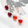 Ear Cuff Cute Simulation Red Cherry earrings Sweet Resin For Women Girl Student Fruit 1Pair Earring Gift 230426