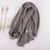 Scarves Fashion Designer Linen Cotton Scarf Women Solid Color Muslim Hijab Scarves Shawls Plain Big Pashmina Wrap Head Hair Scarf 231127