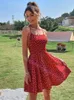 Платья платья Liti Print Summer Dress Confetti Heart Print Crisscross галстук без спинка платье Cami Prant Print Boho пляжное платье сарафта халат