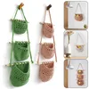 Storage Bags Hanging Fruit Basket Vegetable Handmade Woven Jute For Organizing Boho Wall Baskets Produce Keeper Kitchen