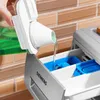 Boîte de rangement transparente en poudre à lessive avec tasse à mesurer Distributeur de détergent à lessive Conteneur Pot de céréales alimentaires avec bec verseur
