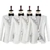 Abiti da uomo con finiture in diamante moda maschile 2 pezzi set nero bianco bottone singolo uomo festa di nozze palcoscenico host giacca blazer set di pantaloni