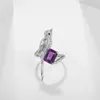 Cluster Rings Designer's High-end Natural Gemstone Ring With Bird Design S925 Silver Inlaid Amethyst