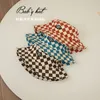 CAPS HATS 26y Kids Boy Girl Bucket Hat Wide Brim Checkerboard Beach Sun Fisherman For Toddler Summer Outdoor Seaside 230426