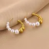 Earrings Pearl Stud Charm Earrings Designer Brand Letter Crystal Rhinestone Earring Gold Plated Women Wedding Party Jewelry